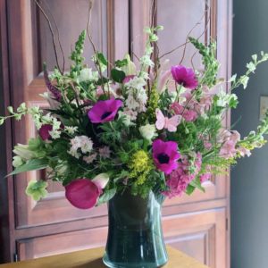 spring floral bouquet in glass vase