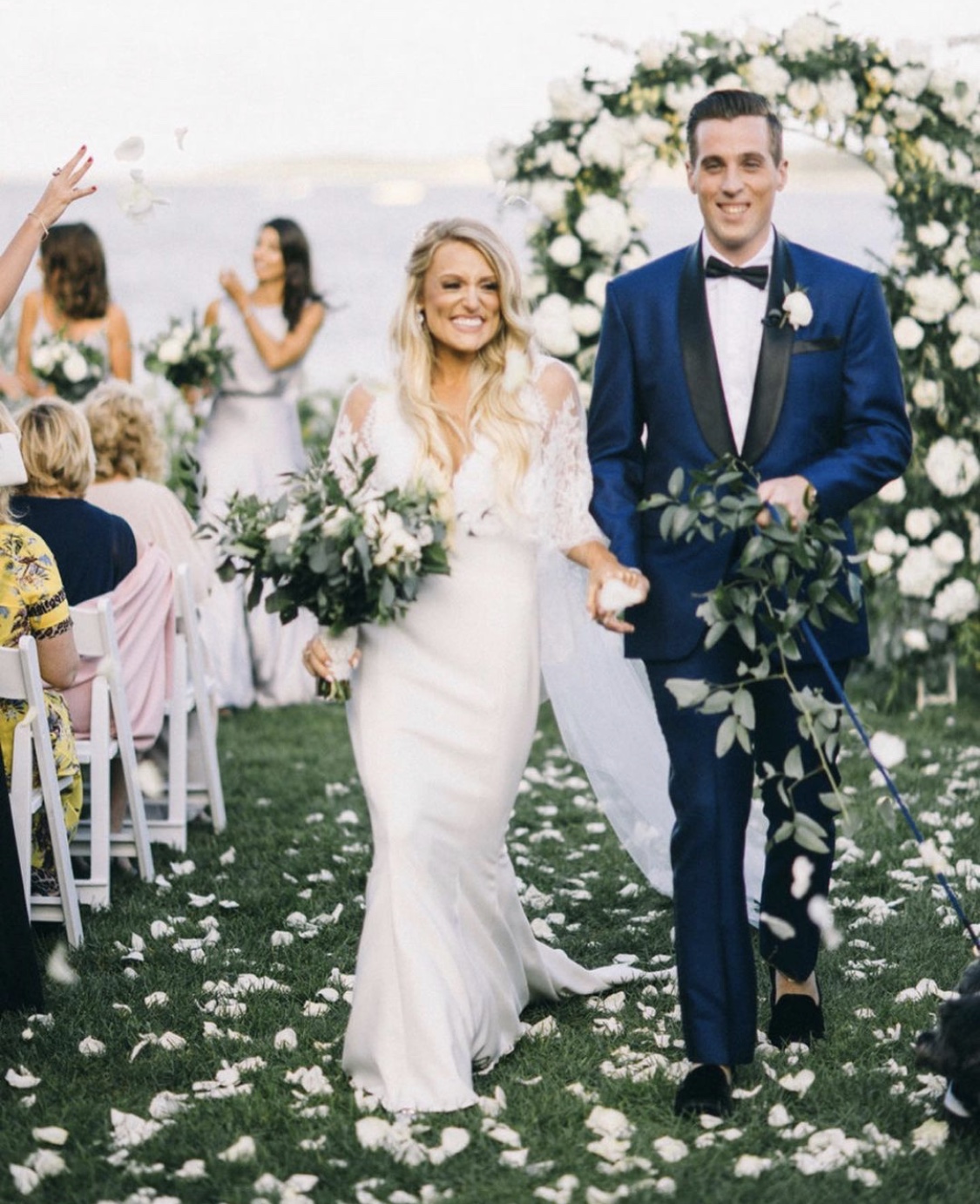 bride and groom walking down aisle