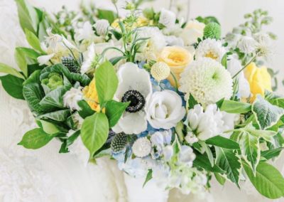 white, yellow and green wedding bouquet